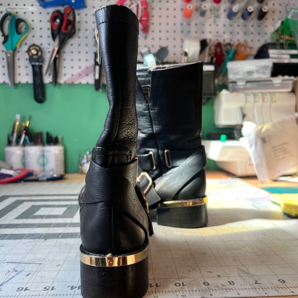 Vince Camuto Black and Gold Moto Boots - Picture 5 of 16